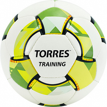Мяч футбольный TORRES TRAINING F320054, р. 4, ручн. сшивка, 4 подкл. слоя, white, green, yellow