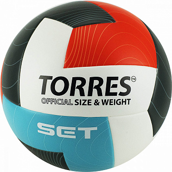 Мяч волейбольный TORRES HIT V32045, white, black, blue, red
