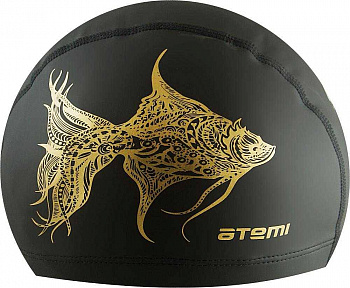 ATEMI Шапочка для плавания тканевая с полиуретановым покрытием PU302, black