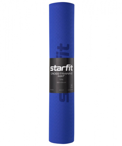 Коврик для фитнеса и йоги STARFIT FM-201 TPE, 0,4 см, 183x61 см, темно-синий/синий
