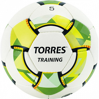 Мяч футбольный Torres TRAINING F320055, 5, ручная сшивка, 4 подкл. слоя, white, green, yellow