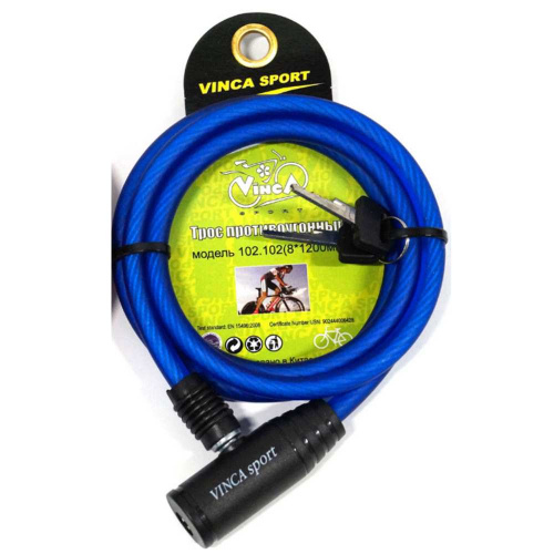 Замок велосипедный (D8mm) VINCA SPORT VS 102.102, 1,2 мм (MISC), blue