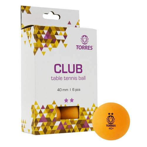 Мяч для н/т TORRES CLUB 2, TT21013, диам.40+мм (6шт), orange