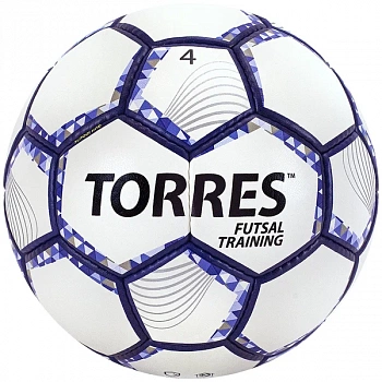 Мяч футбол. "TORRES Futsal Training",FS32044 р.4, 32 пан. PU, 4 подкл. слоя, бело-фиолет-черн Мяч футбол. "TORRES Futsal Training",FS32044 р.4, 32 пан. PU, 4 подкл. слоя, бело-фиолет-черн