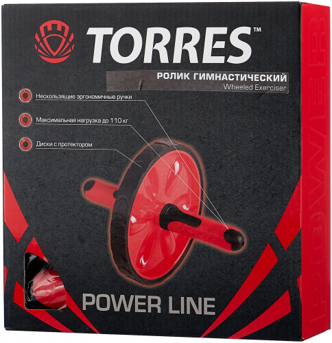 TORRES Ролик гимнастический PL5012, red, black