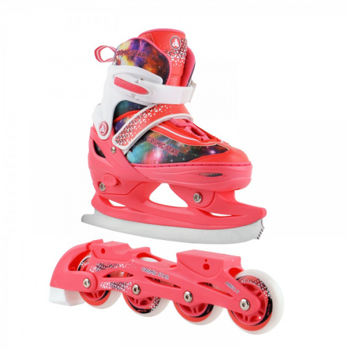 Коньки раздвижные роликовые со сменными лезвиями COSMIC STAR, pink