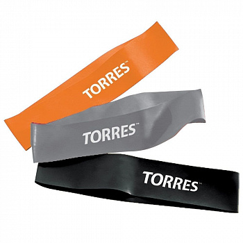 TORRES Набор резиновых эспандеров AL0049, orange, grey, black TORRES Набор резиновых эспандеров AL0049, orange, grey, black