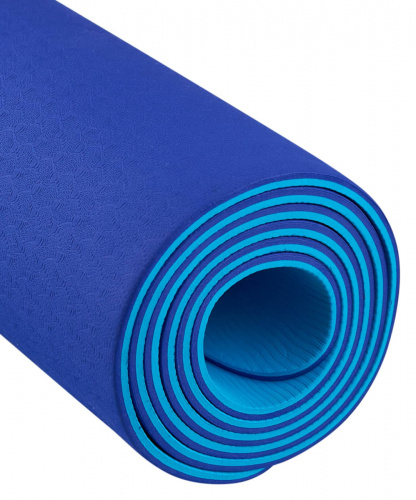 Коврик для фитнеса и йоги STARFIT FM-201 TPE, 0,4 см, 183x61 см, темно-синий/синий