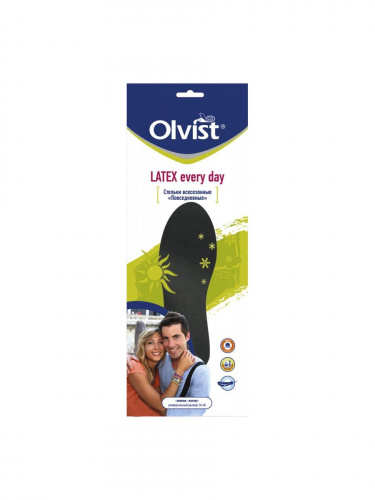 Стельки всесезонные (латекс/хлопок) р. 36-46, OLVIST 116K AS LATEX, black