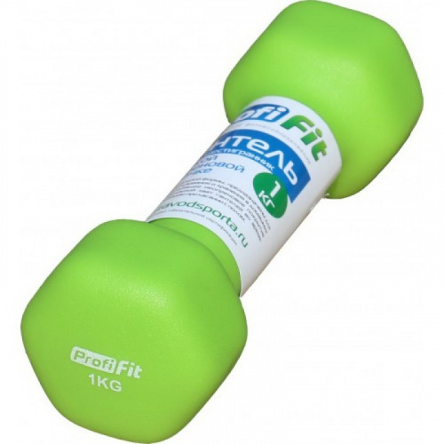 Гантель виниловая PROFI-FIT, 1 кг, green