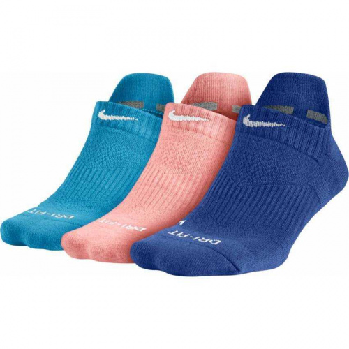 NIKE Носки DRI-FIT CUSHION NO-SHOW TAB SX4841-909, 3 пары, blue, pink, dark blue